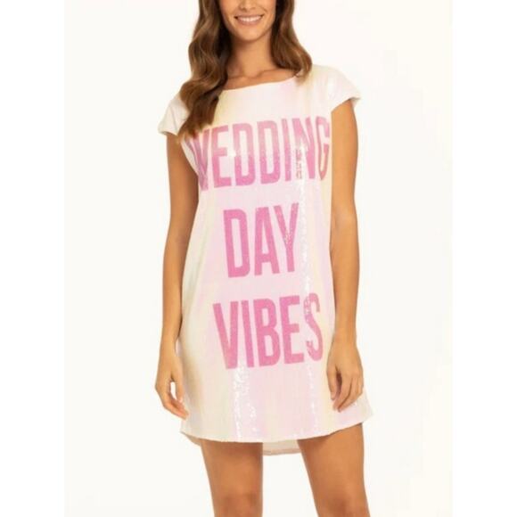 Hayley Paige Wedding Day Vibes Dress Small Ivory Sequin Party Mini Glam Bride - Picture 1 of 7